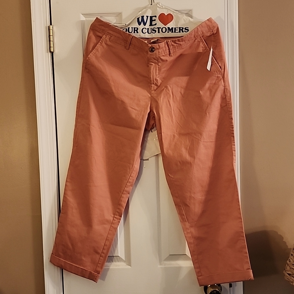 Orange Cuffed Crop Pant